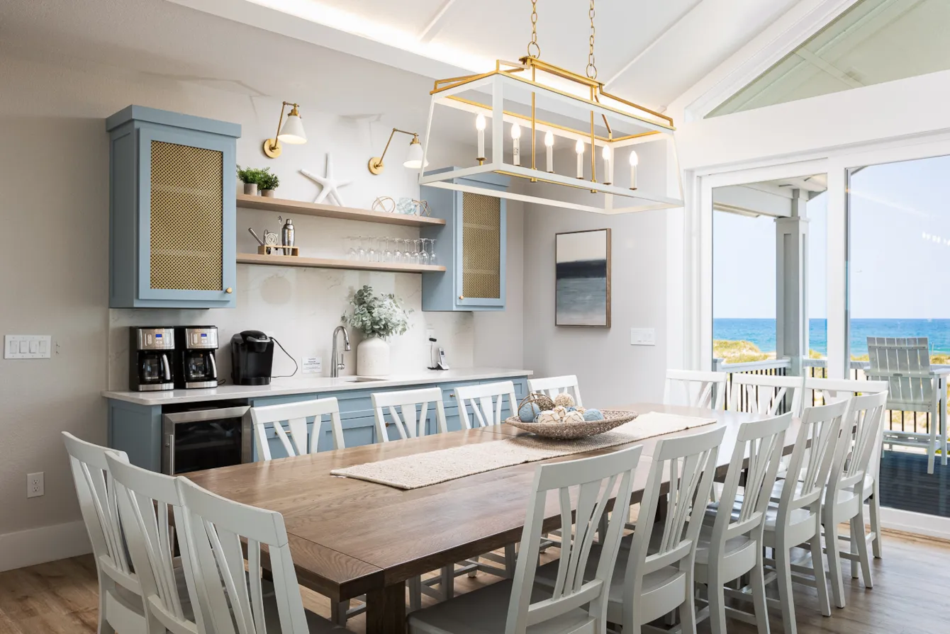Kitchen table and kitchen area at Penny's Hill Beach Club Property